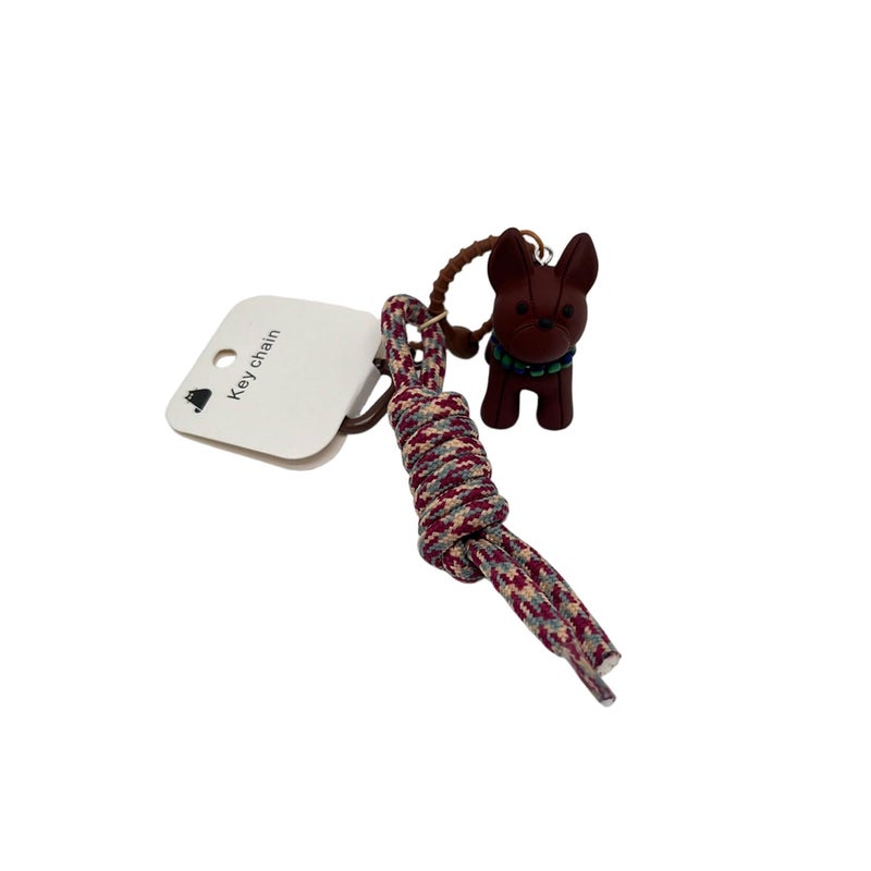 Midi Dog-Shaped Keychain with Multicolor Rope - Image 1